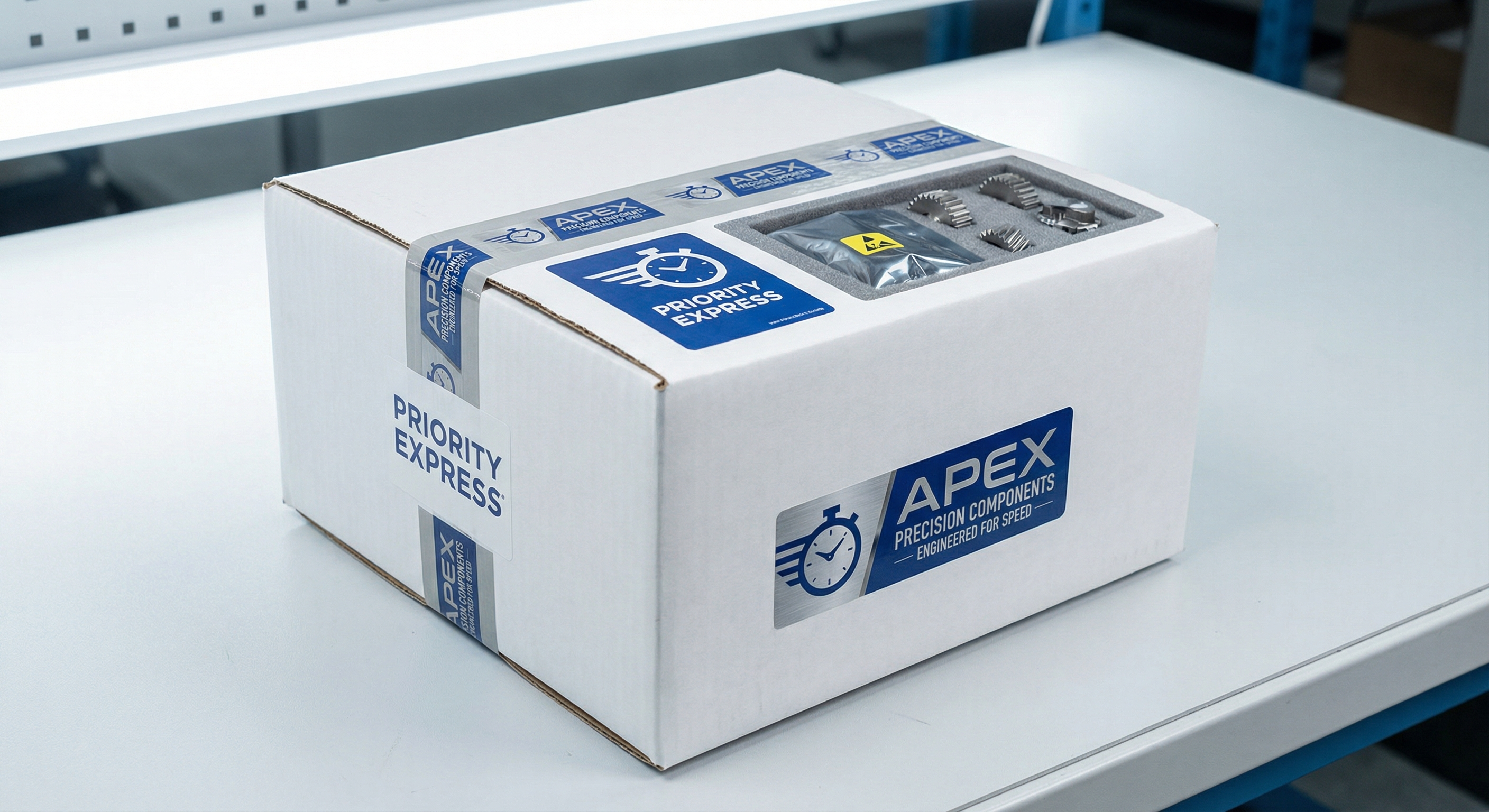 Carefully packaged parts ready for shipping